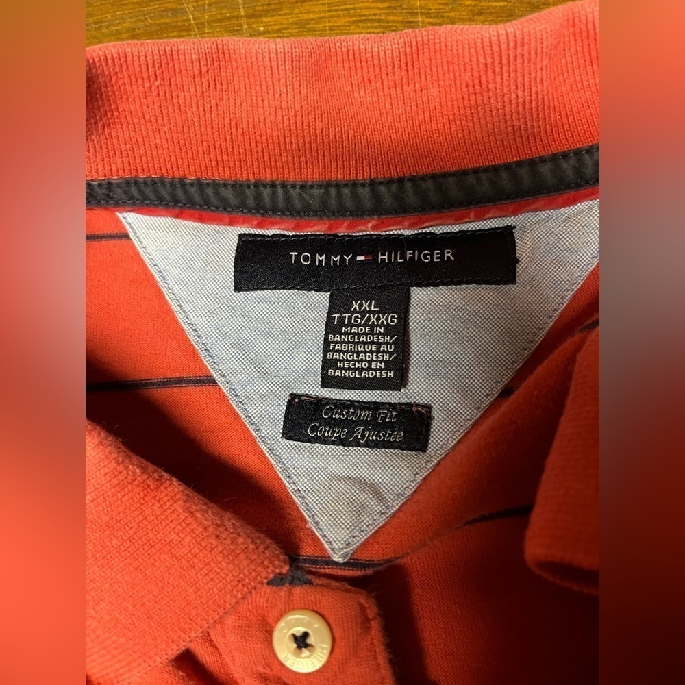 Tommy Hilfiger Men’s Polo Shirt - Red With Stripes - Custom Fit - Size XXL Reg - Picture 2 of 5